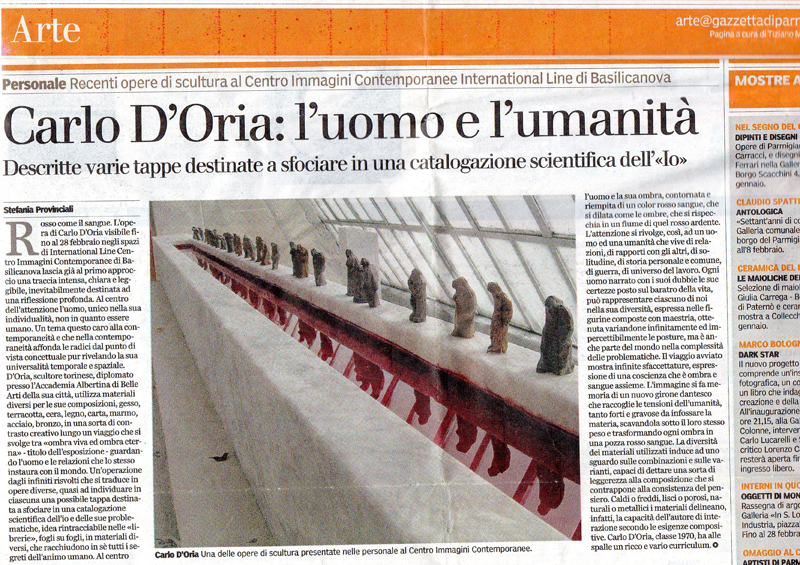 Articolo sulla gazzetta di Parma riguardante la mostra Terre di Confine visibile al Centro Immagini contemporanee International Line di Basilicanova